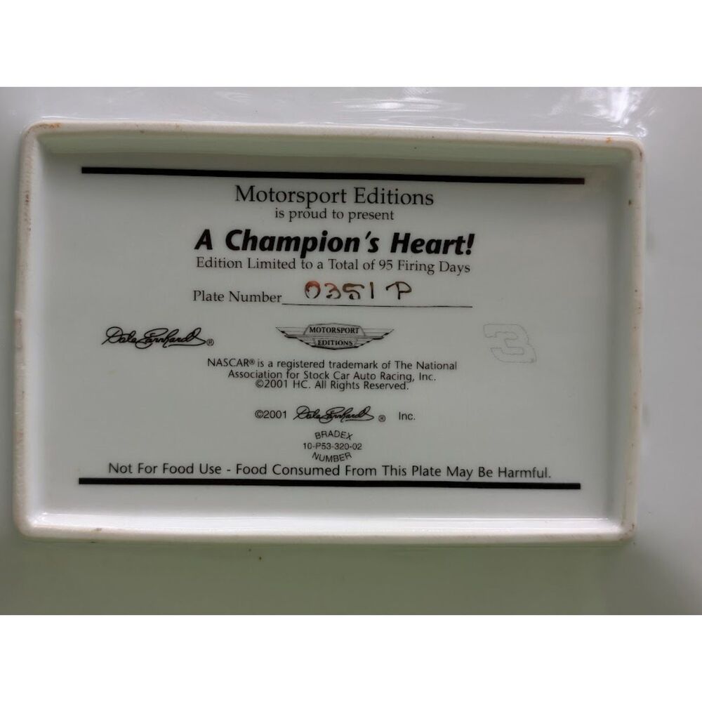 Dale Earnhardt Motorsport Editions Commemorative Plates Limited Edition - Picture 8 of 11